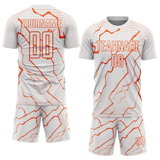 Orange Sublimation Jersey Custom White Soccer Lightning Uniform Sports Orange Sublimation Jersey Custom White Soccer Lightning Uniform Sports