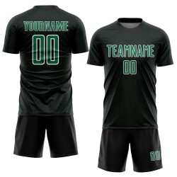 Kelly Black Jersey Sports Uniform Custom Sublimation Geometric Soccer Green-White Shape Kelly Black Jersey Sports Uniform Custom Sublimation Geometric Soccer Green-White Shape