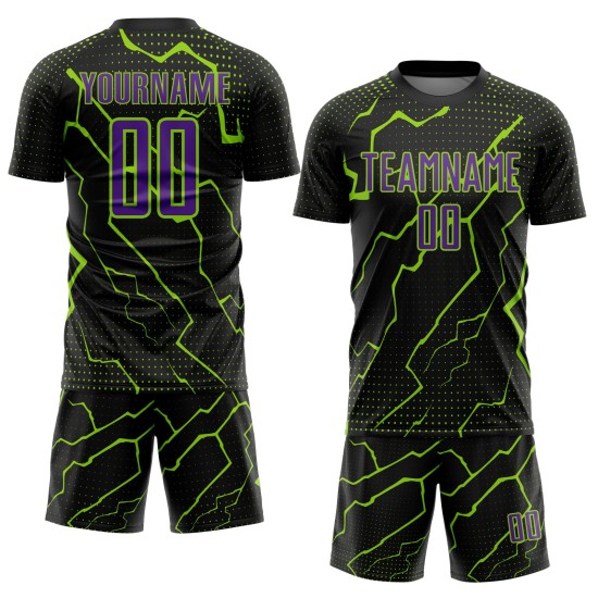 Purple-Neon Jersey Black Custom Uniform Green Sports Soccer Sublimation Lightning