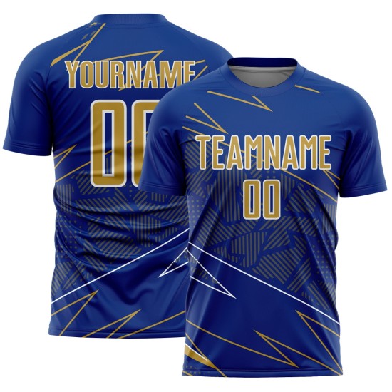 Uniform Custom Sports Royal Jersey Lines Soccer Old Gold-White Sublimation Uniform Custom Sports Royal Jersey Lines Soccer Old Gold-White Sublimation