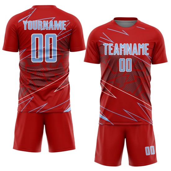 Uniform Custom Blue-White Jersey Red Light Soccer Sports Sublimation Lines Uniform Custom Blue-White Jersey Red Light Soccer Sports Sublimation Lines