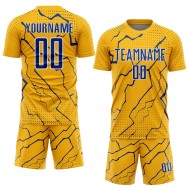 Jersey Lightning Royal-White Uniform Custom Sublimation Soccer Sports Gold Jersey Lightning Royal-White Uniform Custom Sublimation Soccer Sports Gold
